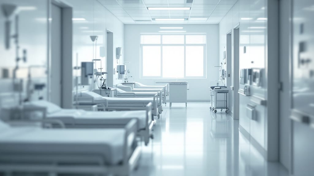 Krankenhausflur mit medizinischer Ausstattung